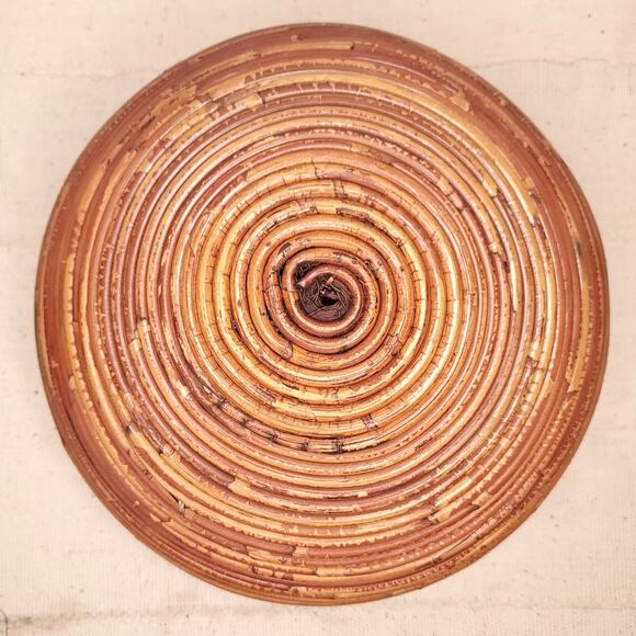 Pencil Reed Rattan Large Serving Bowl MCM Crespi Style Basket 14.5” - Picture 6 of 7